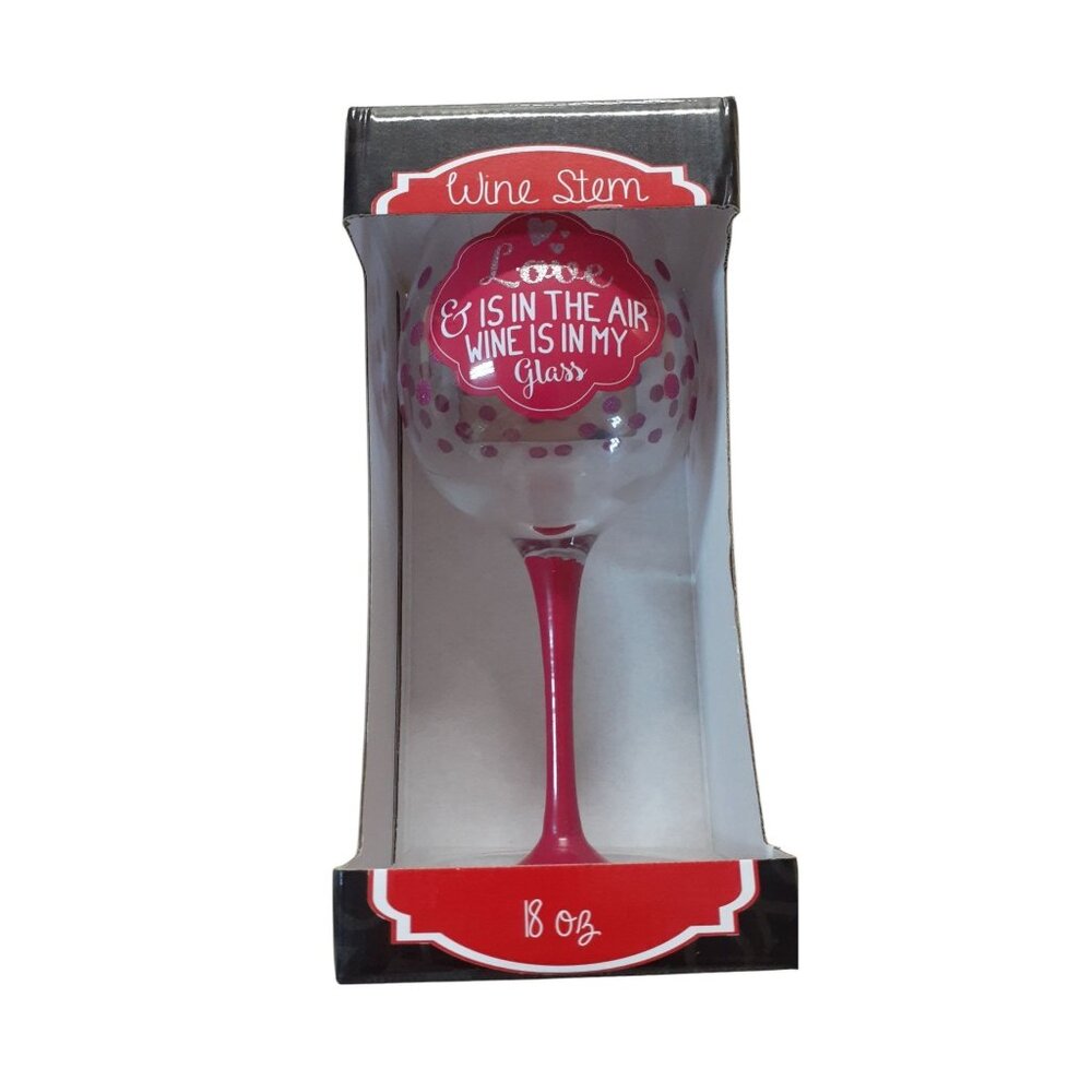 TMD Holdings Wine Stem Love is in the Air Wine is in My Glass 18oz